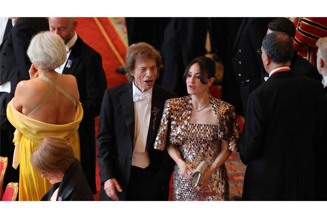 Charmant oder frech? Macron zwinkert Prinzessin Kate zu ... und der „Rolling Stones“-Sänger Mick Jagger.