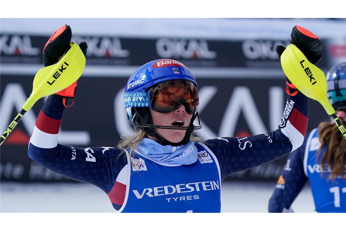 100 Weltcup-Siege: Nächster Meilenstein für Skistar Shiffrin 100 Weltcup-Siege: Mikaela Shiffrin konnte es zunächst selbst kaum glauben.
