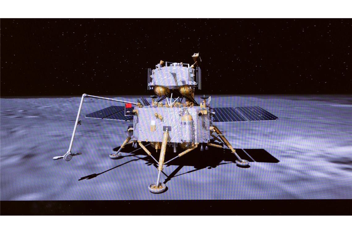 2026 soll mit der Mission "Chang'e 7" zunächst wieder eine Sonde auf dem Mond landen - wie hier bei "Chang'e 6".  (Archivbild)