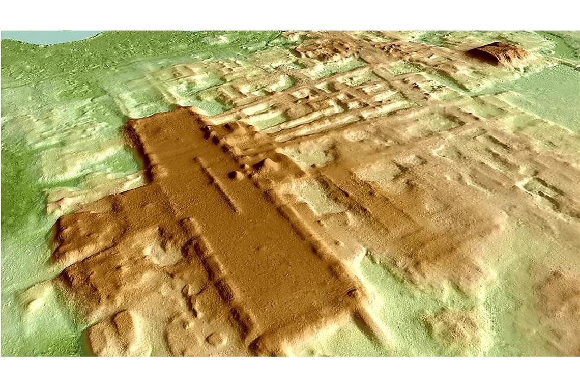 3-D-Bild der Maya-Anlage Aguada Fénix, basierend auf Lasermessungen aus der Luft.