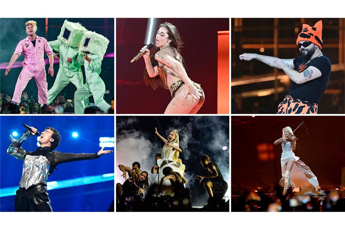 6 aus 25: Beim ESC-FInale sind auch Großbritannien, Deutschland, Griechenland, Finnland, Frankreich und Gastgeber Österreich (von links oben im Uhrzeigersinn) mit dabei.