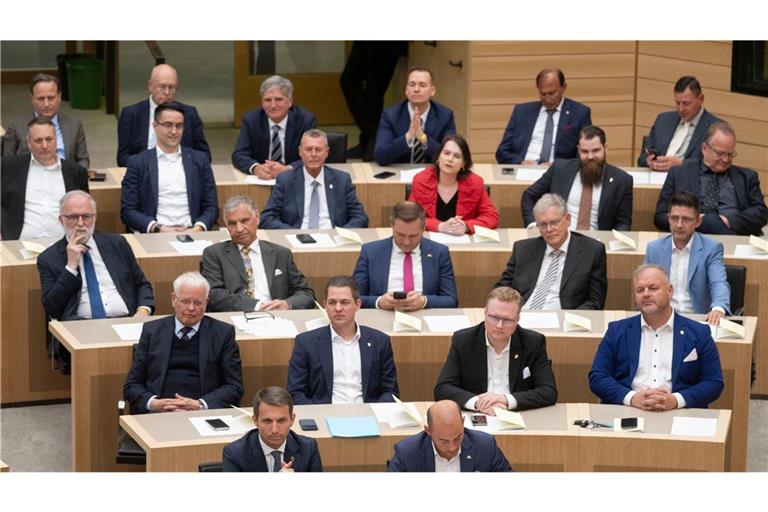 Abgeordnete der AfD nehmen an der konstituierenden Sitzung des Landtags Baden-Württemberg teil.
