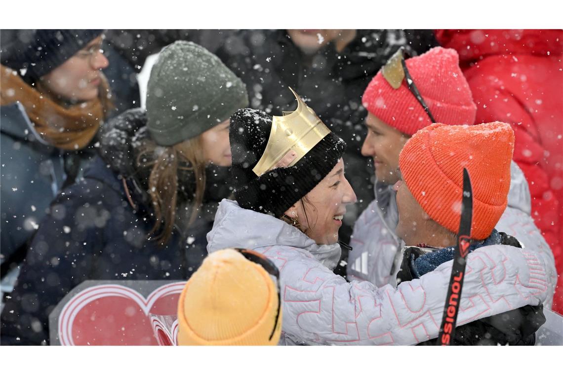Abschied vom Biathlon: Franziska Preuß zeigte sich erleichtert nach ihrem letzten Rennen.