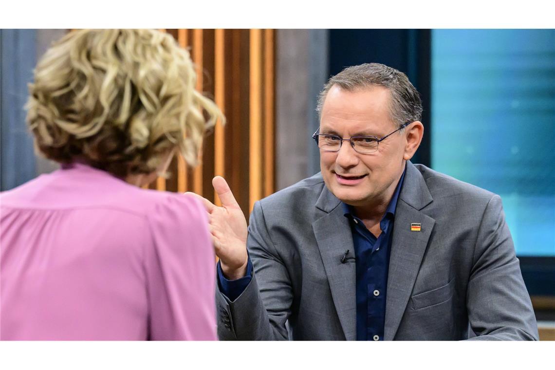 AfD-Chef Tino Chrupalla bei Caren Miosga.
