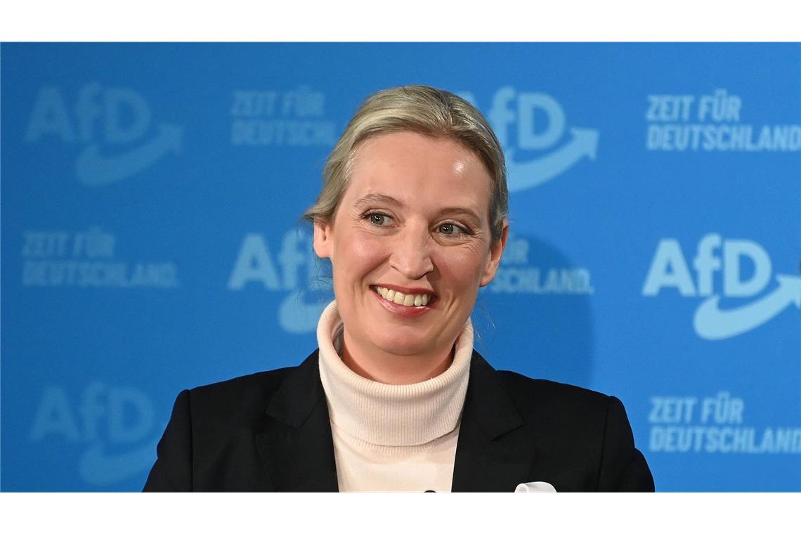 AfD baut Vorsprung auf Union in Umfrage aus AfD-Chefin Weidel dürfte sich über die jüngsten Umfragewerte freuen. (Archivfoto)
