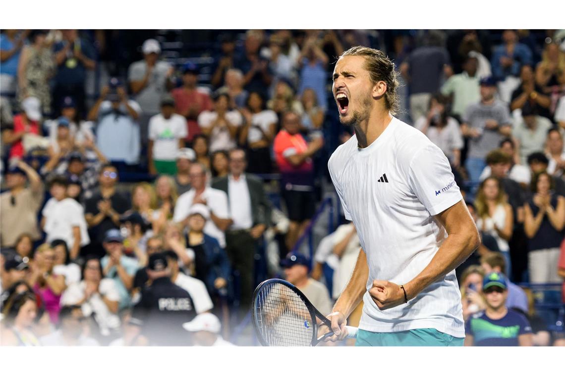 Bilder des Tages Alexander Zverev jubelt nach seinem Sieg im Viertelfinale des ATP-Turniers in Toronto.