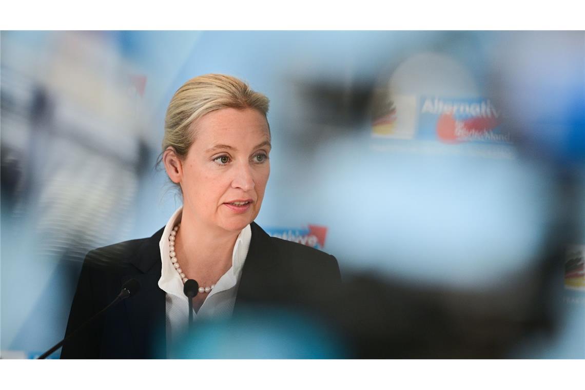AfD erreicht in Wahlumfrage wieder 25 Prozent Alice Weidel, Fraktionsvorsitzende der AfD im Bundestag: Die Partei hat im Insa-Sonntagstrend leicht zugelegt (Archivfoto).