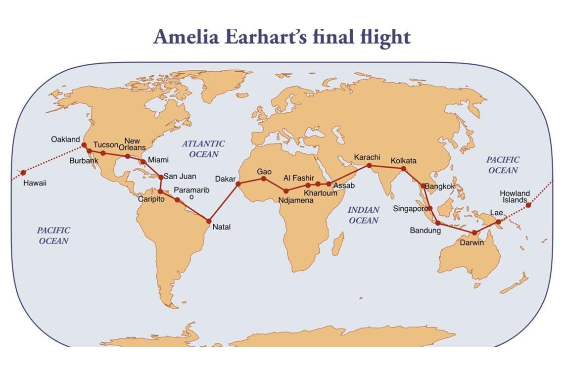 Amelias Earhart’s letzter Flug im Jahr 1937.