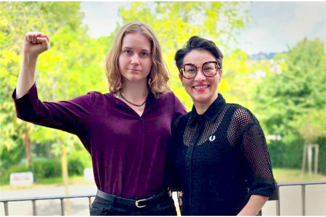 Rückenwind für die Linken Amelie Vollmer (links) und Ellena Schumacher Koelsch kandidieren im Landtagswahlkampf 2026 für eine Linke-Doppelspitze.