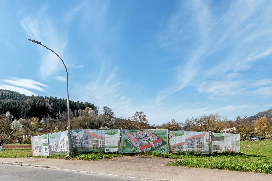 An der Siebenkniestraße künden schon einige Visualisierungen vom Projekt. Foto: Stefan Bossow