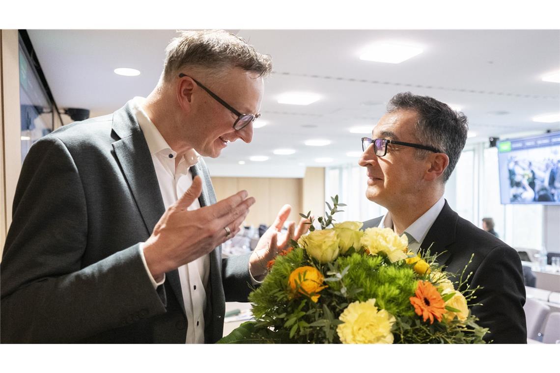 Andreas Schwarz, Fraktionsvorsitzender der Grünen im Landtag von Baden-Württemberg, und Cem Özdemir.