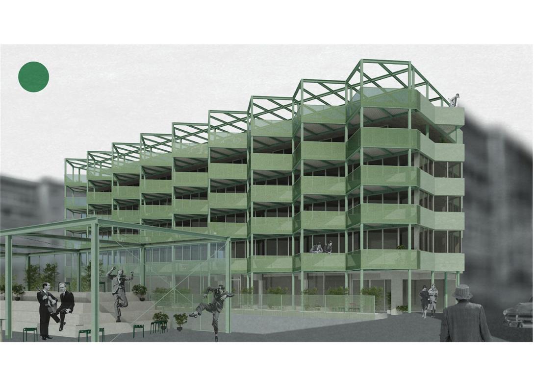 Angehende Stuttgarter Architekten gewinnen den Preis „Junge Hugos“ Anerkennung für Hannah Schick für die Ergänzung einer grünen Gebäudehülle zum Thema Wohnen im Bestand: „Ecken und Kanten – Bauen im Bestand“. Hochschule für Technik Stuttgart, Fakultät A / Raumentwurf.