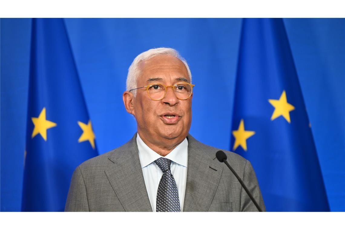António Costa, Ratspräsident der EU, spricht vor Journalisten.