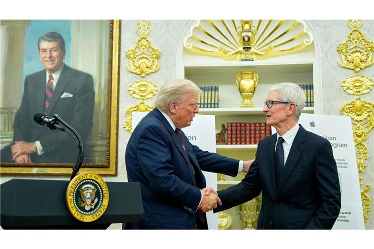 Apple-Chef Tim Cook brachte zusätzliche Investitionen von 100 Milliarden Dollar mit - und kann sich über eine Befreiung von Zöllen freuen. (Archivbild)