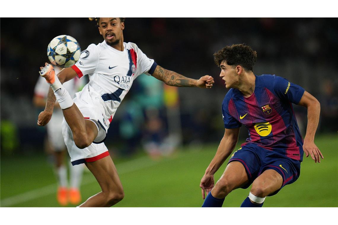 Titelverteidiger Paris Saint-Germain siegt spät in Barcelona Artistisch: Bradley Barcola gewinnt mit Paris Saint-Germain verdient beim FC Barcelona.