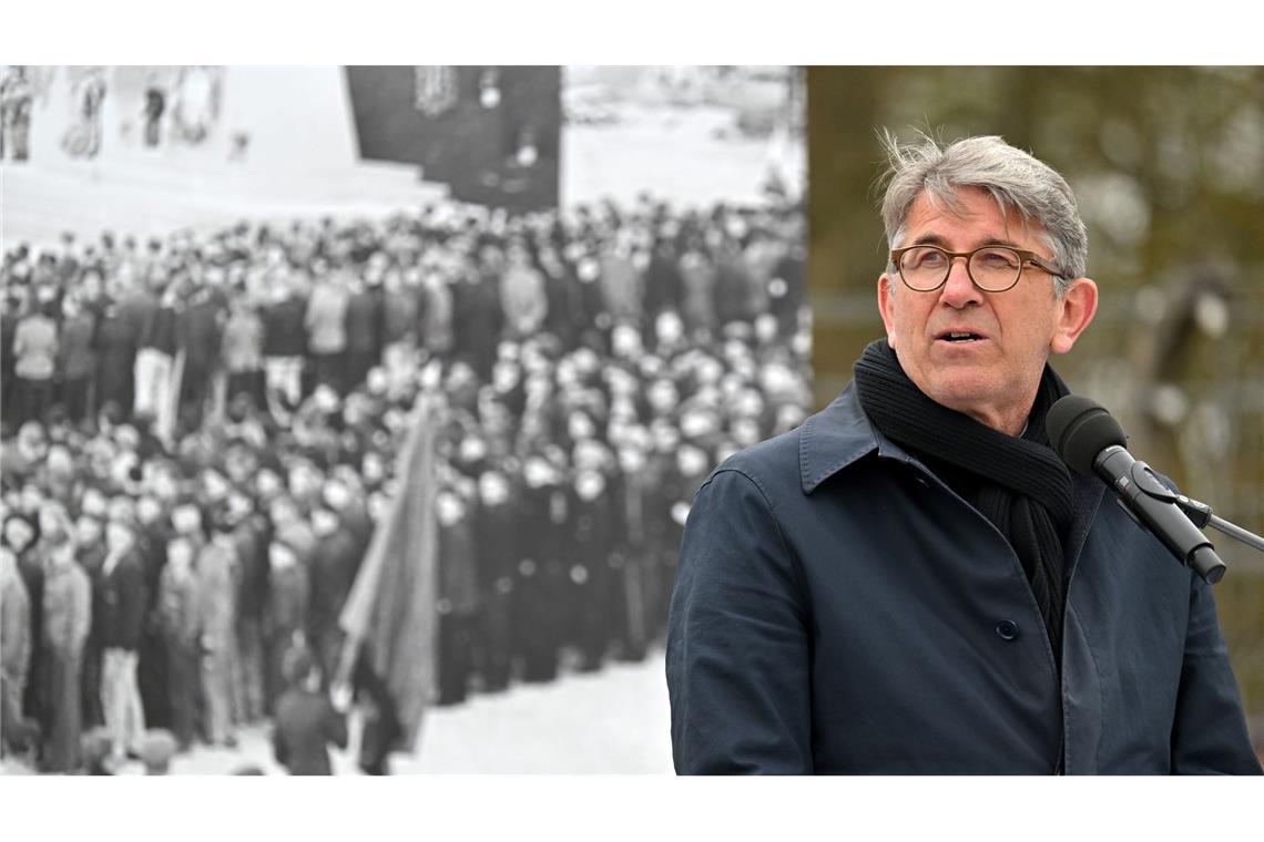 Auch beim Gedenken an den Jahrestag der Befreiung des früheren KZ Buchenwald gab es Protest gegen Weimer. (Archivbild)