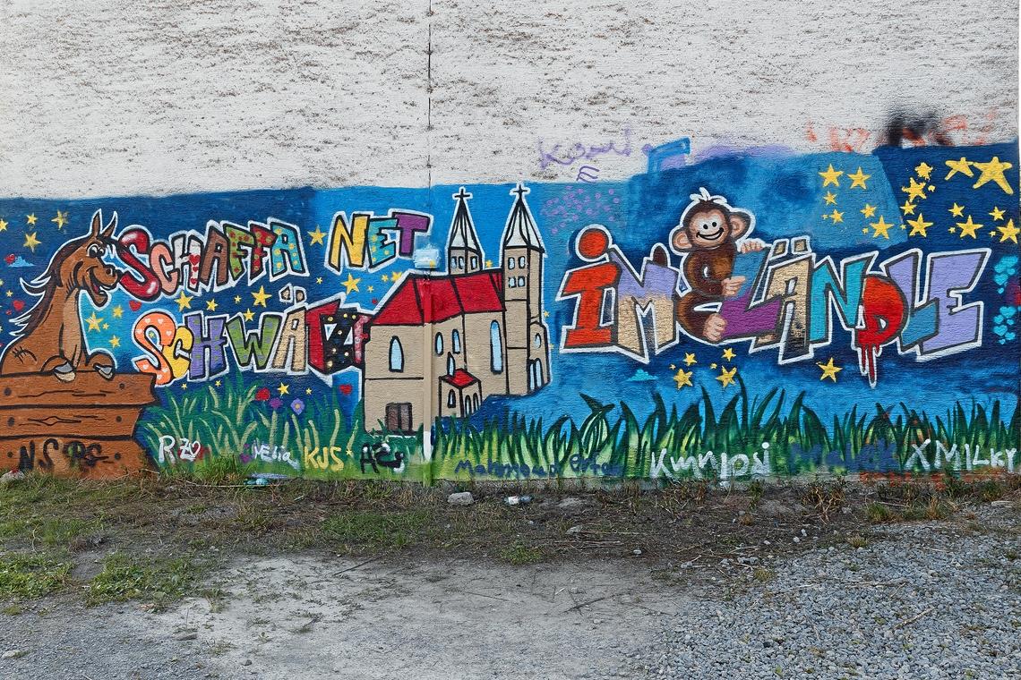 Aus dem vollendeten Graffiti geht der Bezug zur neuen Heimat deutlich hervor. Fotos: J. Fiedler
