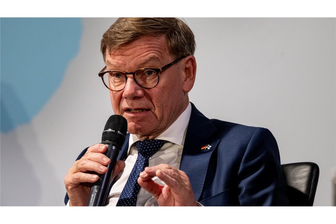 Außenminister Johann Wadephul (CDU) beim Wirtschaftstag der Botschafterkonferenz im Auswärtigen Amt.
