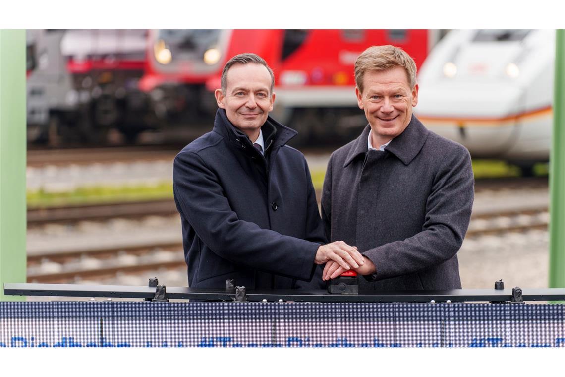 Union stellt Generalsanierung des Schienennetzes infrage Bahnchef Richard Lutz (rechts) und Verkehrsminister Volker Wissing (parteilos) hatten sich gemeinsam auf das Sanierungsvorgehen verständigt. (Archivbild)