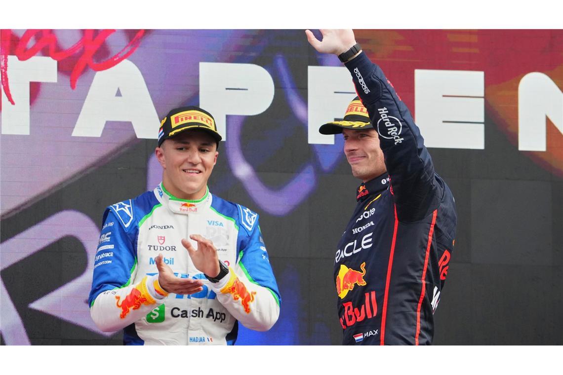 Neuer Verstappen-Kollege? Hadjar liefert beste Argumente Bald Teamkollegen? Isack Hadjar und Max Verstappen auf dem Podest.