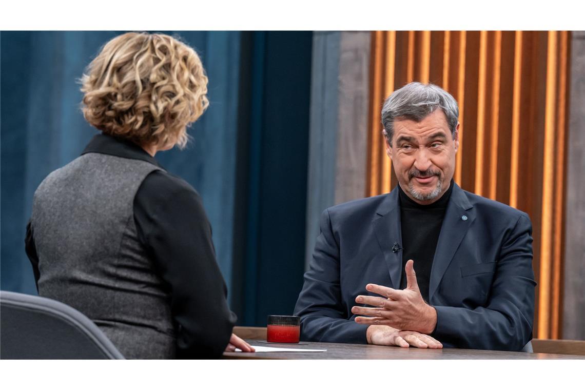 Bayerns Ministerpräsident Markus Söder bei Caren Miosga.
