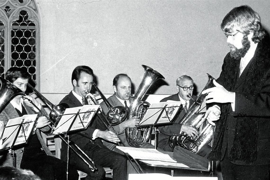 Das Landesposaunenfest gab den Ausschlag Bei der Probe Anfang der 1970er-Jahre mit Klaus Haug.