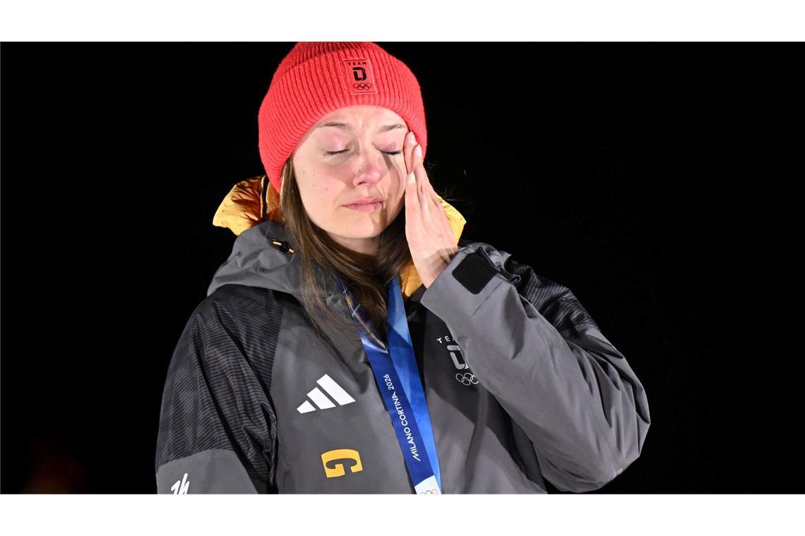 Bei der Siegerehrung kämpfte Laura Nolte mit Tränen der Enttäuschung.