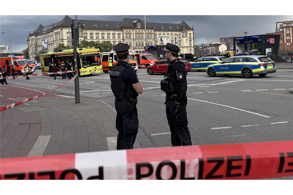 Polizei: Verletzte in stabilem Zustand Bei einem Messerangriff im Hamburger Hauptbahnhof sind am Freitag viele Menschen verletzt worden.