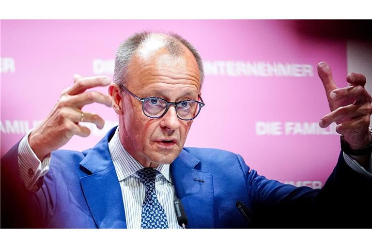 Bei einer Unternehmertagung in Berlin hat Friedrich Merz über sein Treffen mit Donald Trump gesprochen.