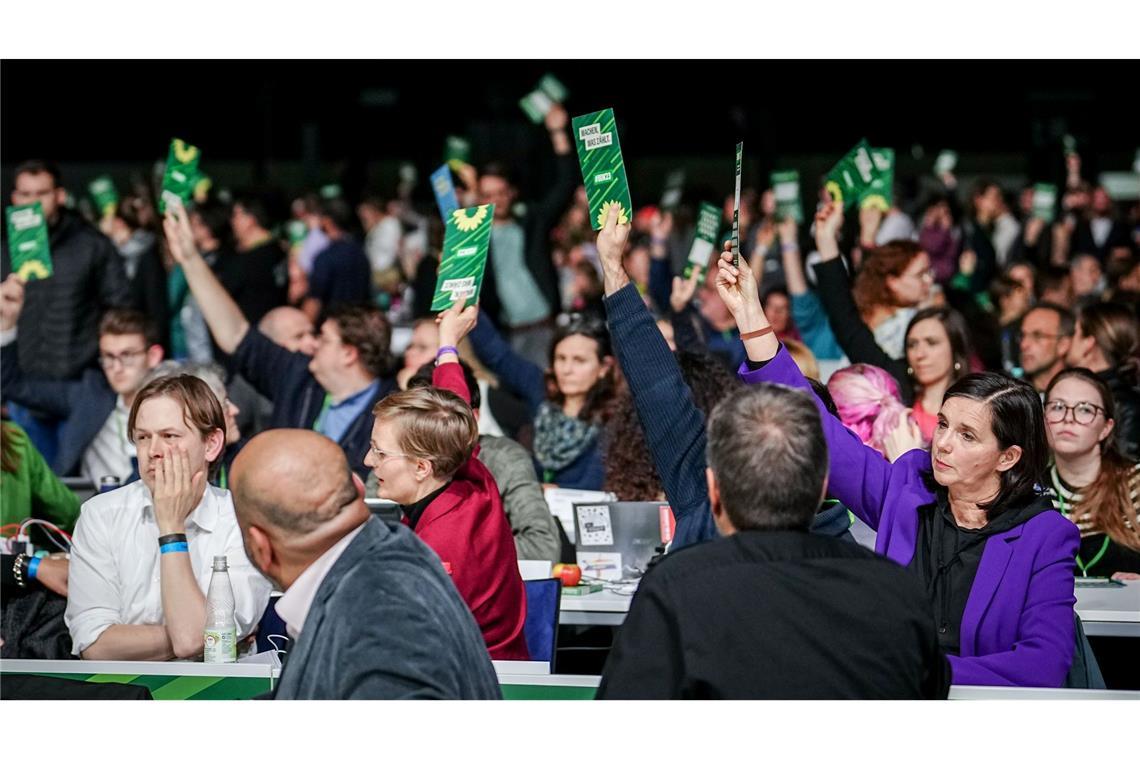 Grüne freuen sich über viele neue Mitglieder Beim Bundesparteitag der Grünen vor einem Jahr gab es kontroverse Diskussionen über die Migrationspolitik der Ampel-Koalition.