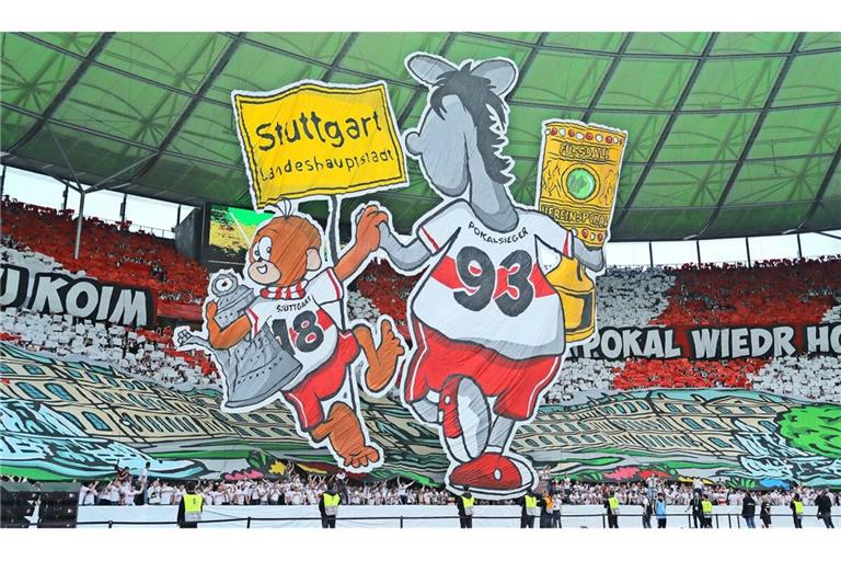 Beim Pokalfinale am 24. Mai 2025 in Berlin haben sich die Fans des VfB im Olympia-Stadion etwas ganz Besonderes ausgedacht.