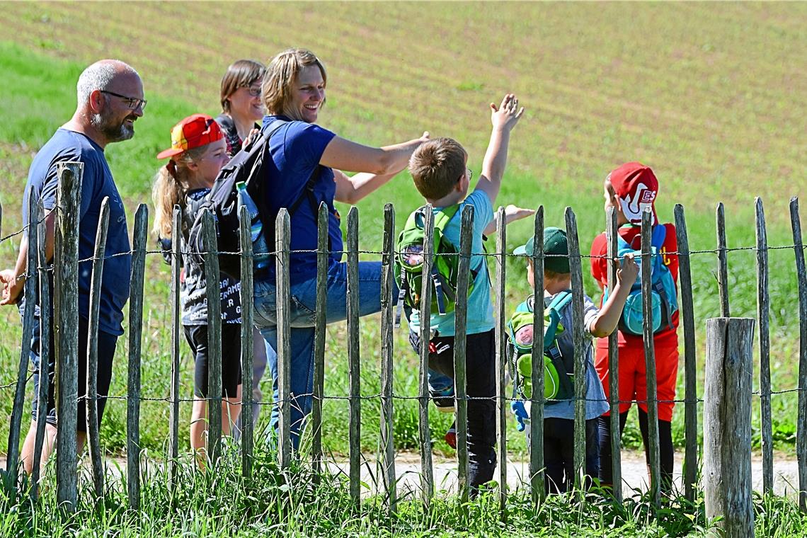 Wechselkröten, Orchideen, Streuobstwiesen Beim Streifzug durchs Wüstenbachtal ist der Storch als Fressfeind der Wechselkröte Thema, auf den hier spielerisch verwiesen wird. Fotos: Tobias Sellmaier