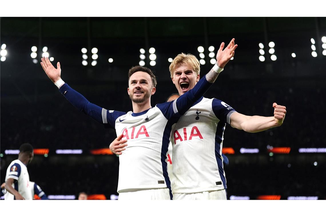 Frankfurt trifft im Viertelfinale auf Tottenham Bereit für Frankfurt: James Maddison (l) trifft für Tottenham im Achtelfinale gegen AZ Alkmaar.