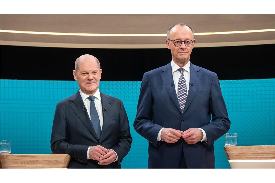 Scholz und Merz stellen sich Kinderfragen Bereits am Sonntag lieferten sich die beiden ein Duell, am Mittwoch wurden sie von Kindern auf Sat 1 befragt. (Archivbild)