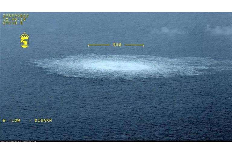 Berühmtes Wasserbild: Von einem Flugzeug der schwedischen Küstenwache stammt diese Aufnahme von den Nord-Stream-Explosionen, mit der auch das Ausmaß des Anschlages verdeutlicht wurde.