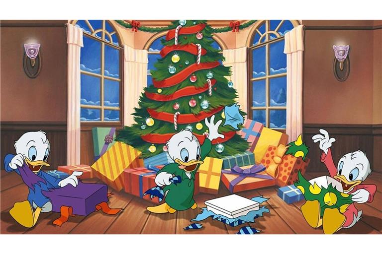 Bescherung! Nicht nur Tick, Trick und Track sind aus dem Häuschen, wenn sich unter dem Baum auch ein Buch findet.