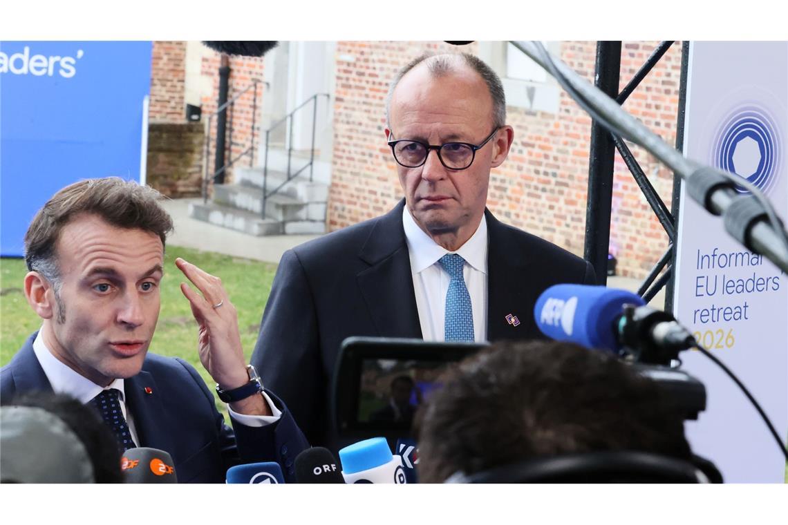 Betonen vor dem EU-Gipfel ihre Einigkeit: Macron und Merz.