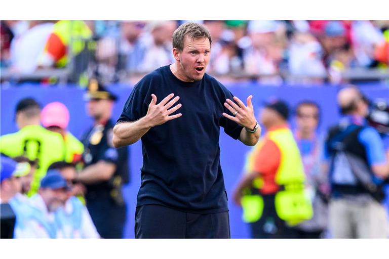 Bin ich jetzt an allem Schuld? Julian Nagelsmann gestikuliert während des Paraguay-Spiels.