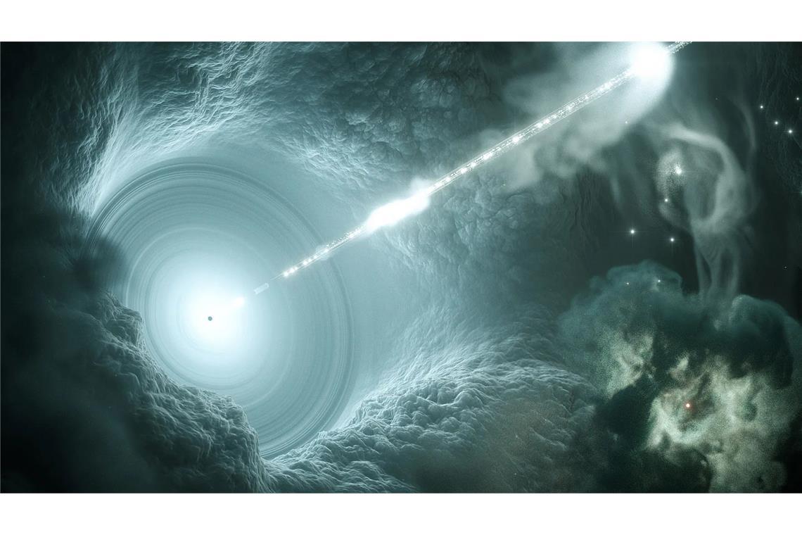 Extrem gefräßiges schwarzes Loch ist fast so alt wie das Universum Blazare sind Vertreter der Aktiven Galaktischen Kerne. Sie gehören hier zu den spektakulärsten und stärksten Repräsentanten.