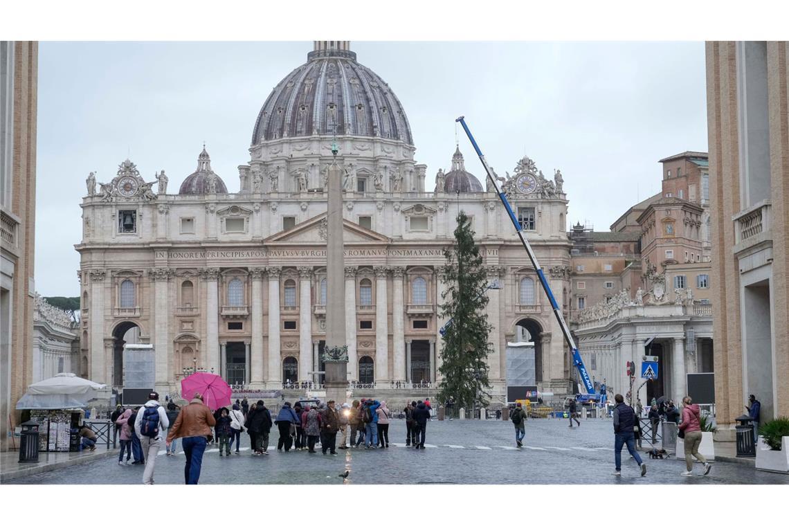 Alle Jahre wieder: Öko-Streit um Papst-Weihnachtsbaum Blick auf den Petersdom und die Rotfichte aus dem Dorf Ledro.