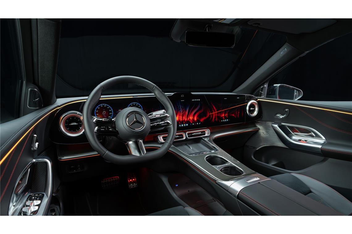 Den neuen Elektro-Mercedes gibt’s auf Wunsch auch vegan Blick in den Innenraum des GLC.