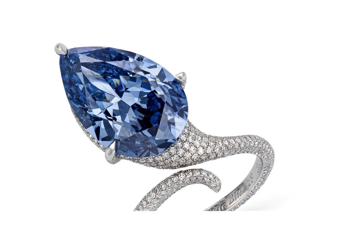 Blieb bei der Auktion etwas unter dem Schätzpreis: Der blaue Mellon-Diamant.