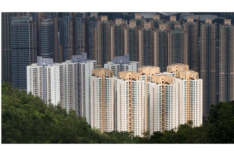 Bloß nicht die Etage verwechseln: Plattenbauten in Hongkong.