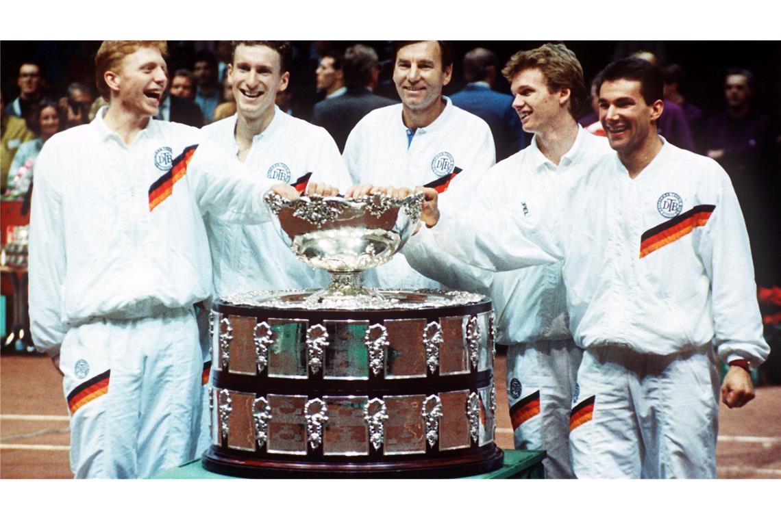 Boris Becker (l) beim Davis-Cup-Triumph 1988.