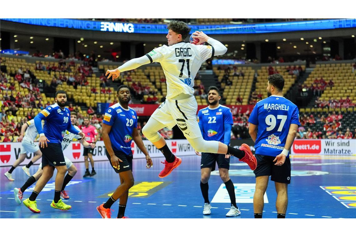 Handballer treffen im Viertelfinale auf Portugal Bot eine starke Leistung gegen Tunesien: Top-Werfer Marko Grgic.