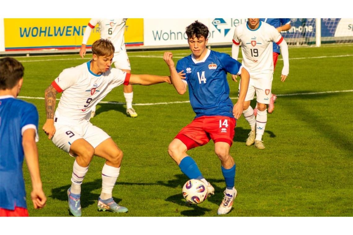 Bruno Poitner vom SV Fellbach (Nummer 14) hat zuletzt mit der A-Nationalmannschaft Liechtensteins in der Nations League Erfahrungen gesammelt.