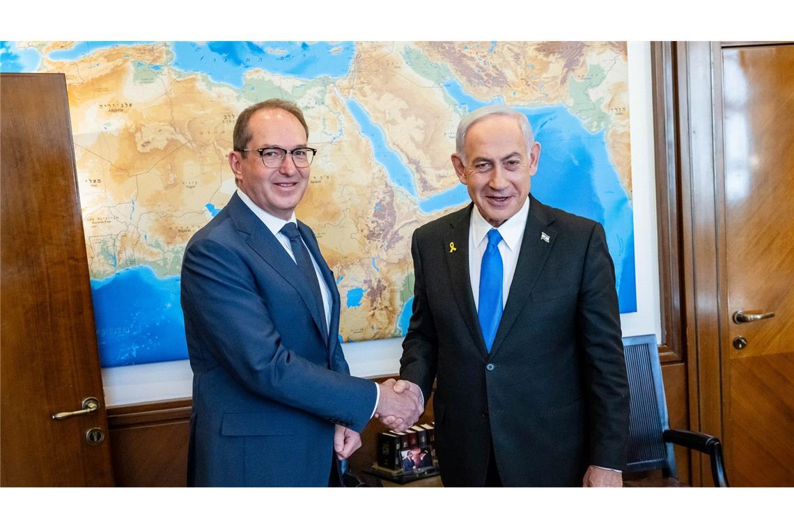 Bundesregierung sorgt sich um Hilfesuchende in Gaza Bundesinnenminister Alexander Dobrindt (CSU) traf am Wochenende in Israel Ministerpräsident Benjamin Netanjahu sowie weitere Kabinettsmitglieder. (Handout)