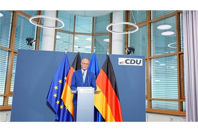 Bundeskanzler Friedrich Merz (CDU) spricht nach den Wahlen in Berlin und Mecklenburg-Vorpommern im Konrad-Adenauer-Haus.