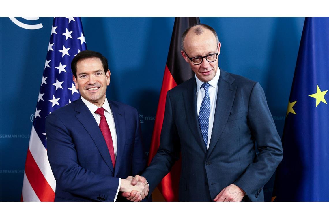 Bundeskanzler Friedrich Merz (rechts) und US-Außenminister Marco Rubio auf der 62. Münchner Sicherheitskonferenz.