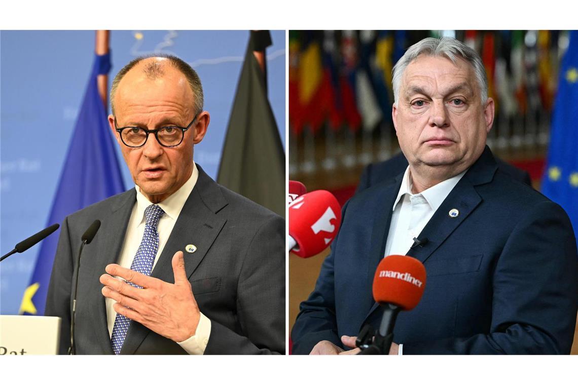 Bundeskanzler Friedrich Merz und der ungarische Premierminister Viktor Orban.